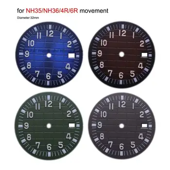 32 мм циферблат NH35 Зелен светлинен циферблат часовник за гмуркане AQUANAUT NH35 Механизъм за самостоятелно ликвидация Модифицирани Механични аксесоари и резервни части