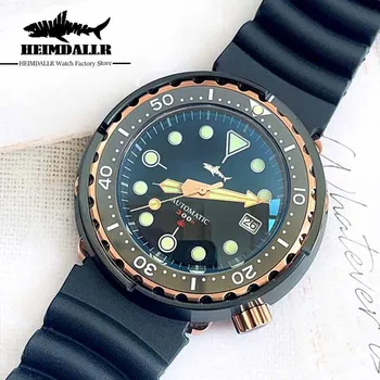 [Магазин часова фабрика Heimdallr] Консерви от риба тон с автоматичен механичен ночником, Водоустойчив Персонализирани мъжки часовник за гмуркане