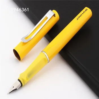 Перьевая дръжка Jinhao 588 метална жълта, с тънка писалка канцеларски материали за студенти, мастило химикалки