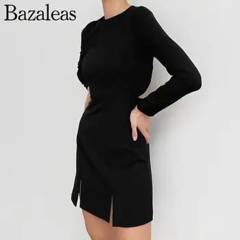 2023 Bazaleas Store Трафика на дамска Елегантна Черна рокля Красива къса рокля С цепка Trf С отворен гръб Секси Официална рокля