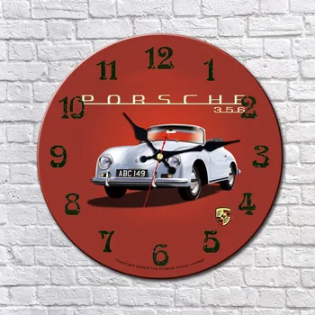 Стенен часовник Red Auto Car С големи арабски цифри, Природа Relogio De Parede, Кръгли Дървени Часовници, Голям Безшумен Начало Декор
