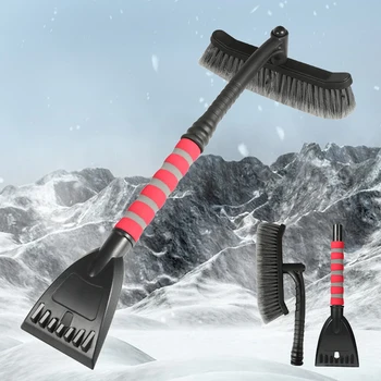 Подвижна почистване соскабливающий инструмент с дръжка от пеноматериала EVA Зимни автоматична четка за почистване на автомобил Лъжичка за сняг за автомобили, камиони на открито