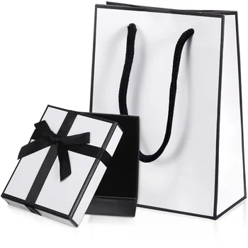 1 Комплект за опаковане на кутия с лък Кутия за бижута Малка квадратна опаковъчна кутия за подаръци с чанта