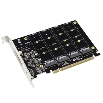 Карта конвертор с 4 порта M. 2 NVME SSD в PCIE X16 за високоскоростен пренос на данни и led индикатор