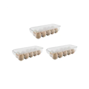 30 Титуляр за яйца, Кутия за съхранение в хладилник, контейнер за яйца, тава с капак, органайзер за кухненски прибори, 3 опаковка (прозрачен)