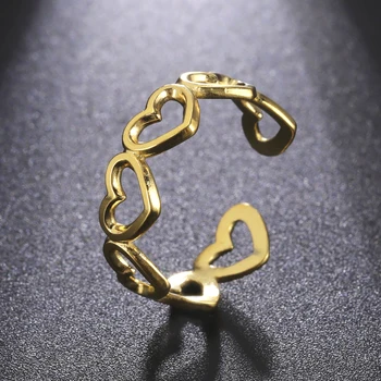 Amaxer Пръстени с кухи сърце от неръждаема стомана, за да създадете Романтично пръстен на пръста си, за жени, Годеж, сватба бижута, подарък за парти