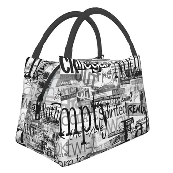 Чанта за обяд с газетным модел, преносим изолиран контейнер за храна, термосумки за пикник чанта за обяд Bento Box за жени