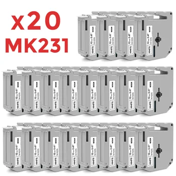 20pcs MK231 Съвместим Brother за M-K231 MK-231 MK 231 Черно на бяло тиксо 12 мм MK за Brother P-touch PT-PT 65-80 PT-85