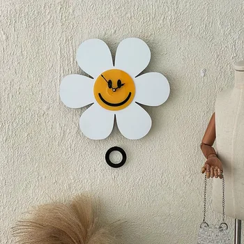 Стенен часовник MOMO Scandinavian Ins със смайликом, мультяшные прости часовници за спални, всекидневна, декориране на стените на детската стая, Тъпо будилник