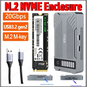 20 gbps M. 2 NVME SSD RAID-Корпус Масив Мобилен Твърд Диск С Две Отделения Външен SSD-корпус USB3.2 Gen2 за Windows Macbook PC