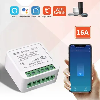 16A Wifi Smart Switch Модул умни домашни ключове светлина с двустранно управление Работи с Hristo Smart Life Алекса Google Home Switch