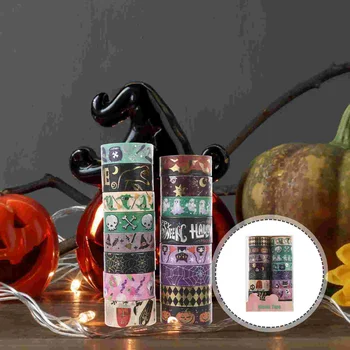 16 Ролки лента с елементи на Хелоуин на Лентата, за да работи с ръцете си Лента за водене на дневник Декоративна Печатна лента