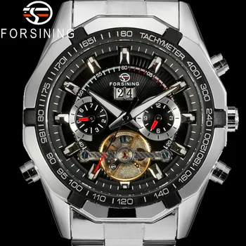 FORSINING Tourbillon Автоматични механични мъжки ръчен часовник Военни армейските спортни мъжки часовници Най-добрата марка на луксозни Класически Мъжки часовник 340
