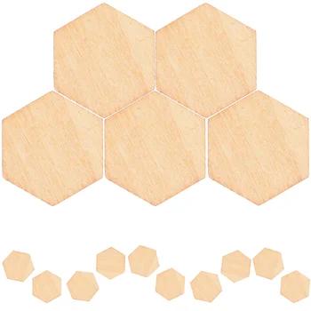 Дървени детайли Sewacc във формата На шестоъгълник Геометричен Силует на дърво Непълни Дървени Парчета във формата на шестоъгълник Заготовки за diy