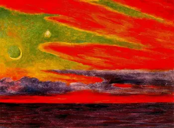 Възпроизвеждане на картини с маслени бои 100% ръчна изработка на лененото платно на професионален художник, залеза в акапулко, 1956, безплатна доставка