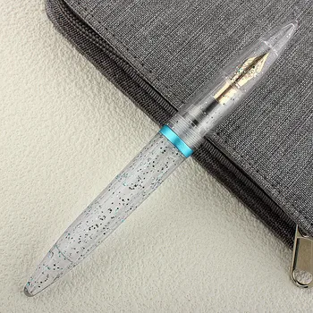 Висококачествена писалка 0,38 / 0,5 mm, прозрачна акрилна дръжка с бутален пълнеж голям капацитет, студентски писалка за писане с мастило