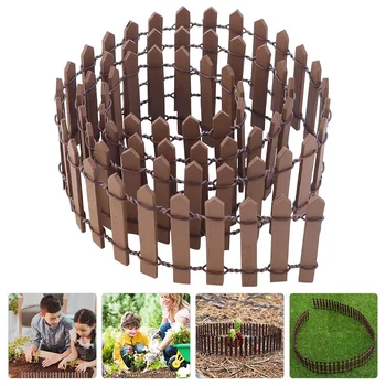 Стълбовете за мини-ограда за дома, Малка Дървена Штакетник, Аксесоари за микроландшафта, Декоративна Дървена играчка за озеленяване на открито