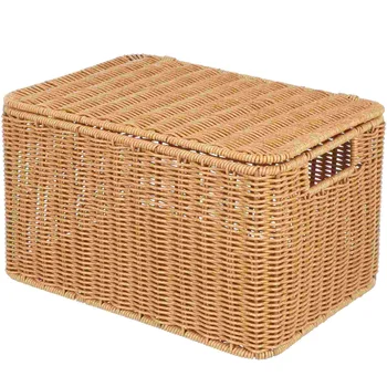 Кутии за съхранение на кубчета С капак и метална рамка Изплетен кош за съхранение на Многофункционална кошница за подробности Ракита кутия за съхранение на кубчета
