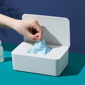 Прахоустойчив кутия за съхранение на влажни кърпички с капак, кутия за съхранение на салфетки в дома на масата, преносим диспенсер за мокри кърпички