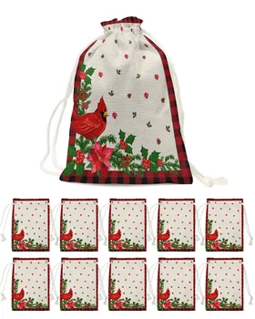 Коледни подаръчни пакети в клетката Cardinal Poinsettia, носене на съвсем малък, Подарък пакет за коледни шоколадови бонбони и мезета, опаковки за съхранение на пакети