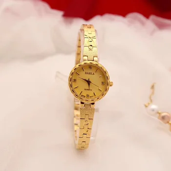 Дамски часовник със златна россыпью, часовници е от неръждаема стомана с покритие с дебелина 24 карата, часовници с россыпью, подарък за Свети Валентин