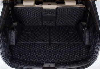 Най-добро качество! Специални постелки в багажника на колата за Hyundai Santa Fe 7 места 2018-2013, водоустойчив килими за багажника карго подложка за Santafe 2016