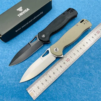 Сгъваеми ножове TRIVISA Crateris-03 Micarta Handle14C28N стоманен нож за къмпинг, лов, защита, риболов
