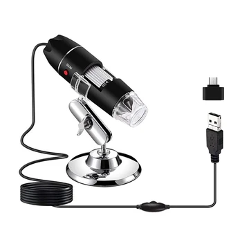 Нов USB Микроскоп 3 В 1 С 1600-Кратно Увеличение, 8 Led Преносими Микроскопи, Мини-Ендоскоп С Преобразовательной Глава TYPE-C
