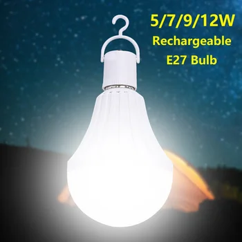 Акумулаторна светодиодна крушка с мощност 5/7/9/12 W, преносим фенер, прожектори, паник лампа за къмпинг на открито, окачен работна лампа