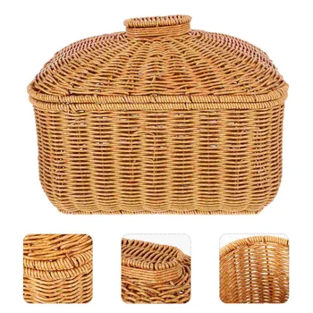 Кошница за багаж от ратан, начало декор, Плетени кошници, Органайзер за дома, Многофункционален настолен титуляр за хляб