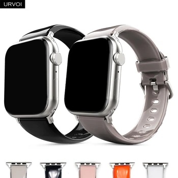 URVOI Каишка за Apple Watch серия 9 8 7 6 SE54321 силиконова лента с желеобразной обвивка за iWatch, аксесоари за мек дизайн, гривна на китката на 45 мм